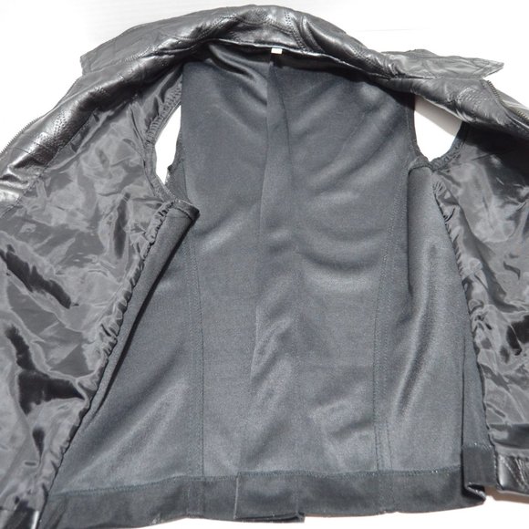 Genuine Leather Patchwork Motorcycle Vest Women's L Zip-Up Shiny Mesh Back Biker - Picture 6 of 8